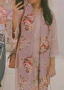 Floral Print Kurta Set baby pink