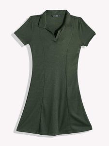 Olive Green Ribbed Dress