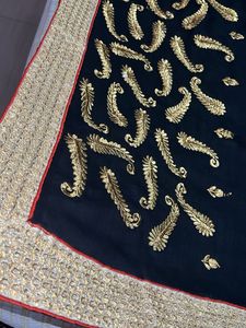 Elegant Black &amp; Gold Embroidered Saree