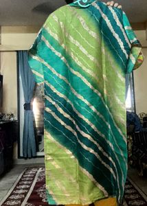 Kota Doriya Green Foil Printed Kurta