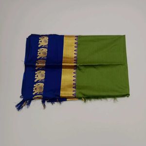 Elegant Green Silk Saree with blouse piece