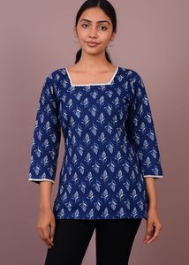 Blue Printed Short Kurti
