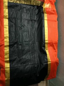 New CottonSilk BlackAndOrange With LaceBorder Sare