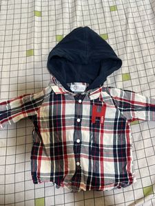 Checkered shirt With Attached hoodie