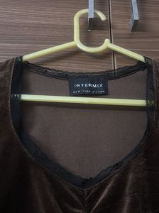 Intermix Velvet Lace Trim Top