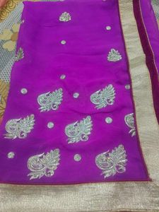 Elegant Purple Embroidered Saree