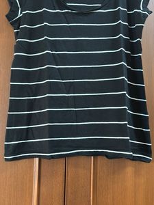 Gap - Women Striped Black T-shirt
