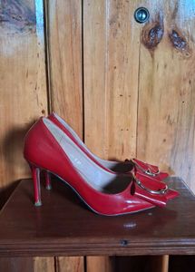 Red Heels with Buckle Detail