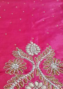 Pink Fabric with Gold Embroidery