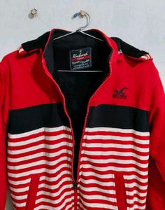 Hollister Red Striped Zip-Up Jacket