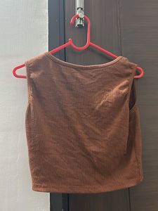 Brown Ribbed Tank Top