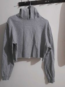 Gray Cropped Hoodie