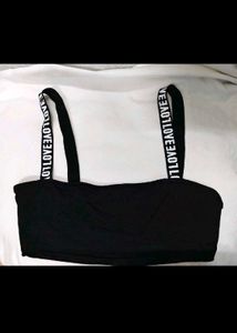 Black LOVE Crop Top Size 34 S/M