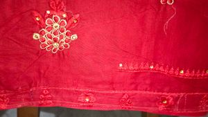 Red Embroidered Fabric