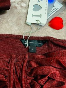 Cute burgundy tie strap crop top