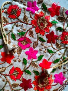 Floral Embroidered Pouch