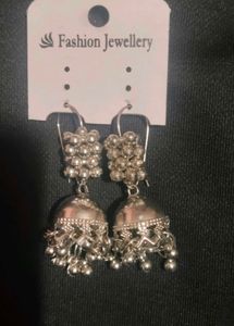 Silver Tone Jhumka Earrings