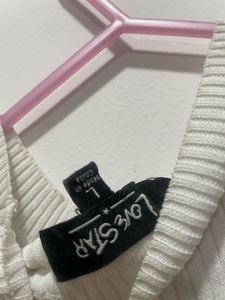 Back Tie Detail High Neck White Ribbed Top