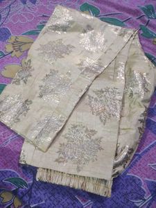 red and off white colour banarasi suit