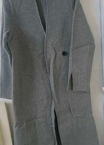 Woolen Winter Gray Long Coat For Girlsnd Womens