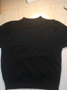Black Knit Mock Neck Top