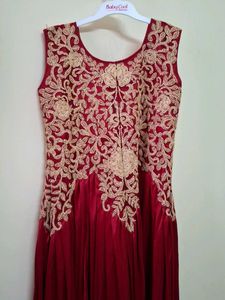 Elegant Maroon Embroidered Dress