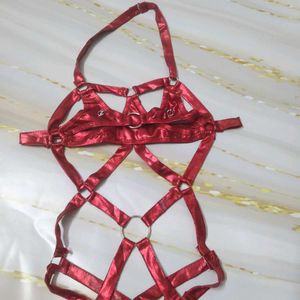 22 Red Metallic Harness Lingerie