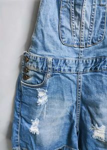Short Denim Dungaree With Adjustable Straps