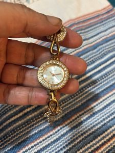 Elegant Gold-Tone Rhinestone Watch