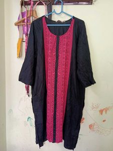 Black Dress with Pink Pattern