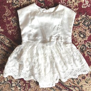 Redtag Baby Frock | White Lace Satin Party Frock