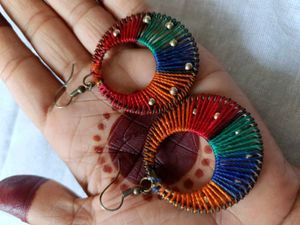 Colorful Thread Circle Earrings
