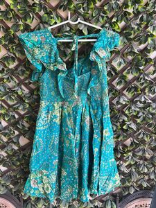 Boho Chic Teal Floral Dress