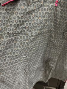 Grey Printed Kurta With Dupatta