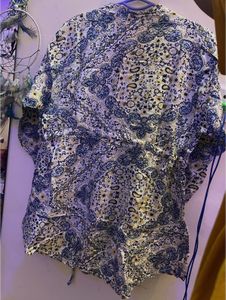 Paisley Print Button-Down Top