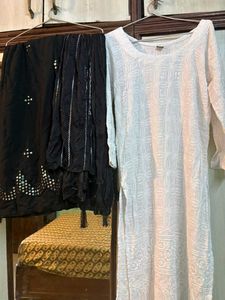White Embroidered Kurta with plazzo set