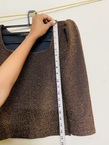 Sparkly Bronze Square Neck Top
