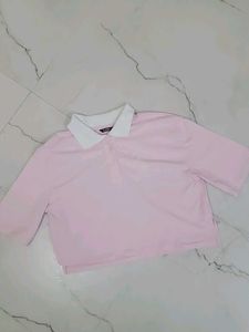 Pink Polo Crop Top
