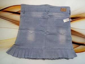 Pleated Denim Mini Skirt