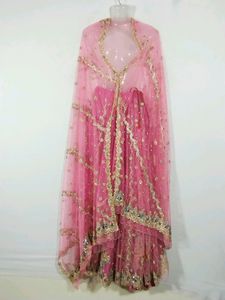 Coral Pink Embroidery Printed Skirt (Women)