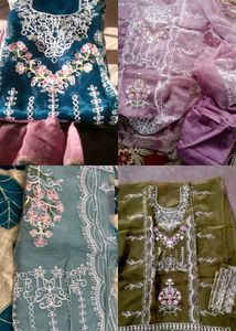 Organza Embroidered Material 4 Colour Available