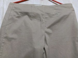 FABINDIA Beige Full Length Formal Slim Pant