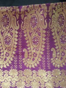 Purple &amp; Gold Embellished Saree