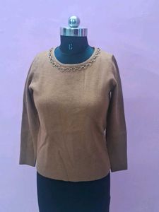 Elegant Brown Knit Top