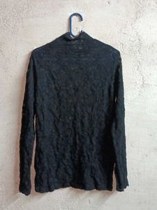 See-through Lace Top Mock Neck Black 🖤