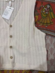 Button-Down Knit Crop Top