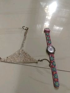 Jeweled Body Chain &amp; Floral Watch,Used