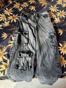 Gray Wash Cargo Jeans