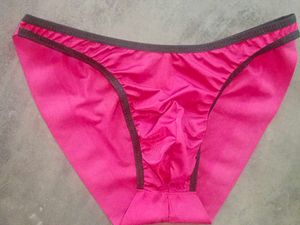 Mens Maroon Satin Pouch Briefs