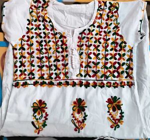 Embroidered White Kurta
